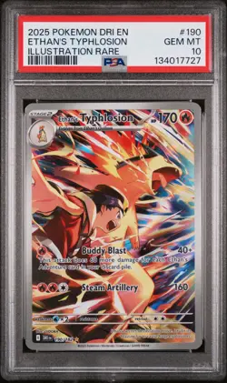 2025 POKEMON DRI EN-DESTINED RIVALS ILLUSTRATION RARE ETHAN'S TYPHLOSION PSA 10 - Image 1