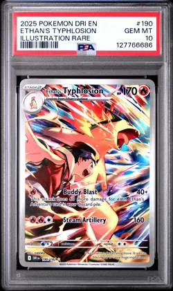2025 POKEMON DRI EN-DESTINED RIVALS ILLUSTRATION RARE ETHAN'S TYPHLOSION PSA 10 - Image 1