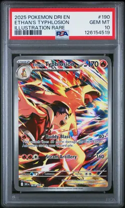 2025 POKEMON DRI EN-DESTINED RIVALS ILLUSTRATION RARE ETHAN'S TYPHLOSION PSA 10 - Image 1