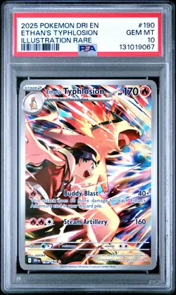 2025 POKEMON DRI EN-DESTINED RIVALS ILLUSTRATION RARE ETHAN'S TYPHLOSION PSA 10 - Image 1