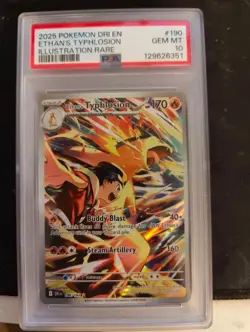 2025 POKEMON DRI EN-DESTINED RIVALS ILLUSTRATION RARE ETHAN'S TYPHLOSION PSA 10 - Image 1