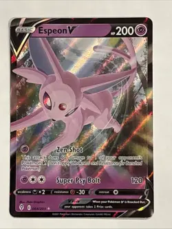 Pokemon TCG Espeon v Holo Ultra Rare Card 064/203 Evolving Skies NM Condition - Image 1