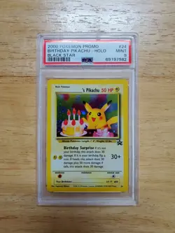 Pokemon PSA 9 MINT 2000 Birthday Pikachu Black Star Promo Holo Card - Image 1