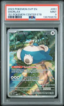 2023 POKEMON SVP 151 POKEMON CENTER ELITE TRAINER BOX PROMO #051 SNORLAX PSA 9 - Image 1