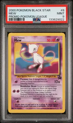 2000 POKEMON PROMO BLACK STAR POKEMON LEAGUE #8 MEW PSA 9 - Image 1