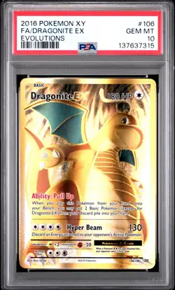 2016 POKEMON XY EVOLUTIONS #106 FULL ART/DRAGONITE EX PSA 10 - Image 1