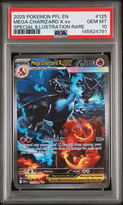 2025 POKEMON PFL EN-PHANTASMAL FLAMES #125 MEGA CHARIZARD X EX PSA 10 - Image 1