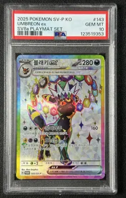 UMBREON EX PSA 10 2024 POKEMON TERASTAL FEST KOREAN #217/187 SV8A PLAYMAT 9353 - Image 1