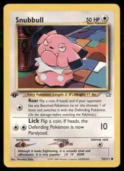 2000 1st Edition Neo Genesis Pokemon Snubbull Basic/Common #74 - Image 1