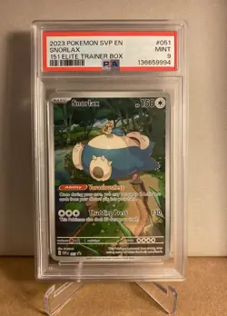 Pokemon TCG SNORLAX Illustration Rare Scarlet and Violet 151 ETB Promo PSA 9 - Image 1