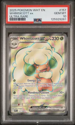 2025 POKEMON WHT EN-WHITE FLARE ULTRA RARE #157 WHIMSICOTT EX PSA 10 - Image 1