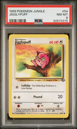1999 POKEMON JUNGLE #54 JIGGLYPUFF PSA 8 - Image 1