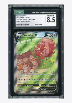 Pokemon CGC 8.5 Greedent V Ultra Rare 2021 257/264 Fusion Strike English - Image 1