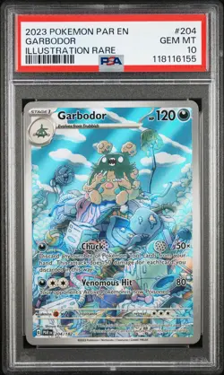 2023 POKEMON PAR EN-PARADOX RIFT ILLUSTRATION RARE #204 GARBODOR PSA 10 - Image 1