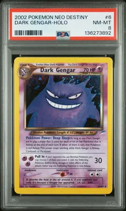 2002 POKEMON NEO DESTINY #6 DARK GENGAR-HOLO PSA 8 - Image 1