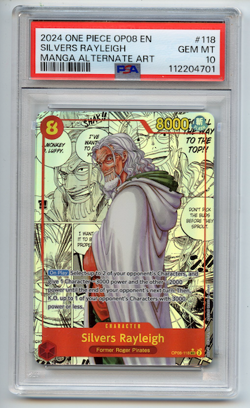 Bandai One Piece CCG Silvers Rayleigh OP08-118 Two Legends Manga Alt PSA 10 - Image 1