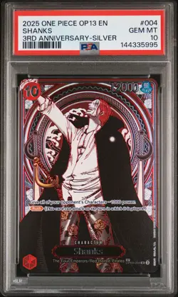 2025 ONE PIECE OP13-CARRYING ON HIS WILL 3RD ANNIV-SILVER #004 SHANKS PSA 10 - Image 1