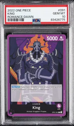 2022 ONE PIECE OP01-ROMANCE DAWN #091 KING PSA 10 - Image 1