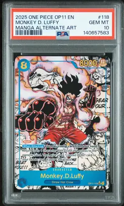 2025 ONE PIECE OP11-A FIST OF DIVINE SPEED #118 MONKEY D. LUFFY PSA 10 - Image 1