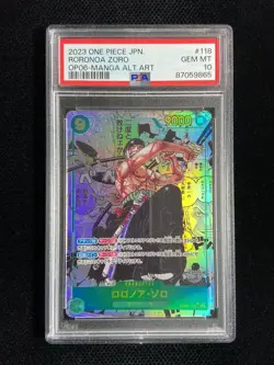 2023 One Piece TCG Japanese OP06-118 SEC Roronoa Zoro Manga ALT Art PSA 10 TR38 - Image 1
