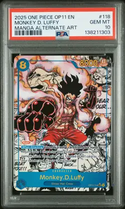 2025 ONE PIECE A FIST OF DIVINE SPEED MANGA ALT ART #118 MONKEY D. LUFFY PSA 10 - Image 1
