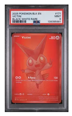 Pokemon TCG Black Bolt White Flare Red Victini Card 2025 English PSA 9 171/086 - Image 1