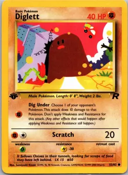 Diglett Common Team Rocket 1st Edition 52/82 Pokemon Card LP - Image 1