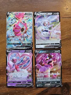 Pokemon Lot Of 4 "Pink Theme" V Cards Enamorus V, Hoopa V, Drapion V, Magearna V - Image 1