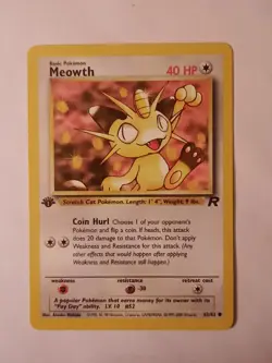 Pokemon Card Team Rocket 1st Edition Regular Finish Meowth 62/82 Vintage - Image 1