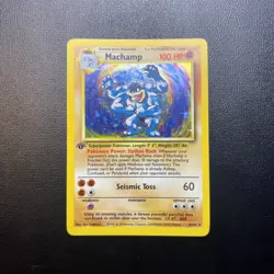 Pokemon Machamp Base Set 1st Edition Holo Card 8/102 - Image 1