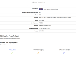 PSA 10 Gogeta Transcendent Strike PreRelease BT6-025 Foil Dragon Ball Super Card - Image 3