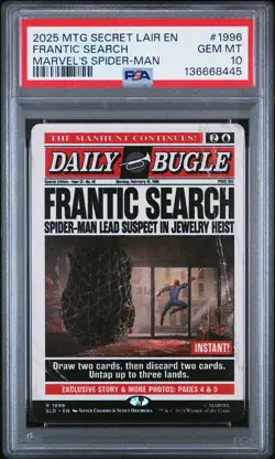 2025 MTG SECRET LAIR DROP DAILY BUGLE BREAKING NEWS FRANTIC SEARCH PSA 10 - Image 1