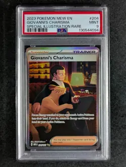 2023 Pokemon GIOVANNI'S CHARISMA #204/165 Scarlet & Violet 151 SIR English PSA 9 - Image 1