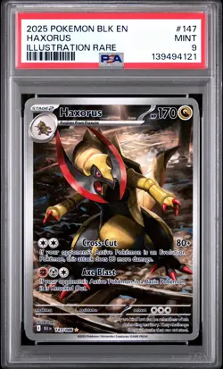 2025 POKEMON BLK EN-BLACK BOLT ILLUSTRATION RARE #147 HAXORUS PSA 9 - Image 1