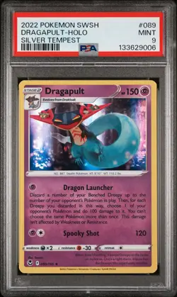 2022 POKEMON SWORD & SHIELD SILVER TEMPEST #089 DRAGAPULT-HOLO PSA 9 - Image 1