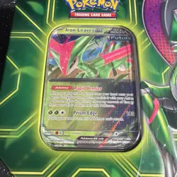 Pokemon Cards Paradox Clash Iron Leaves EX Tin Trading Cards 5 Booster Packs NEW - Image 4