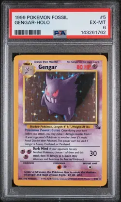 1999 POKEMON FOSSIL #5 GENGAR-HOLO PSA 6 - Image 1