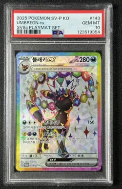 UMBREON PSA 10 2025 POKEMON SV-P KOREAN #143 SV8A PLAYMAT GEM 9354 - Image 1