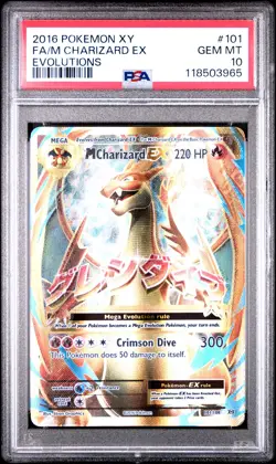 2016 POKEMON XY EVOLUTIONS #101 FULL ART/M CHARIZARD EX PSA 10 - Image 1