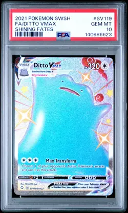 2021 POKEMON SWORD & SHIELD SHINING FATES #SV119 FULL ART/DITTO VMAX PSA 10 - Image 1
