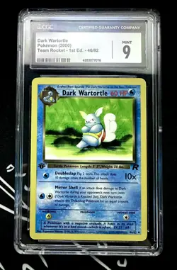 Pokemon Dark Wartortle 46/82 Team Rocket 1st Edition Regular 2000 CGC 9 MINT - Image 1