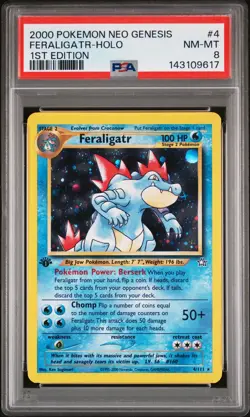 2000 POKEMON NEO GENESIS 1ST EDITION #4 FERALIGATR-HOLO PSA 8 - Image 1