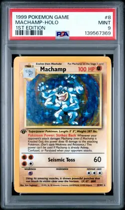 1999 POKEMON BASE SET 1ST EDITION #8 MACHAMP-HOLO PSA 9 - Image 1