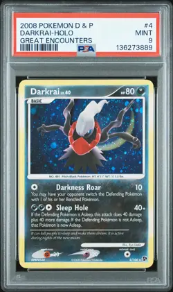 2008 POKEMON DIAMOND & PEARL GREAT ENCOUNTERS #4 DARKRAI-HOLO PSA 9 - Image 1