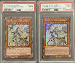2025 PSA 9 YUGIOH RA04 QCR SECRET & PLATINUM RARE MASTER PEACE DRACOSLAYING SET - Image 1