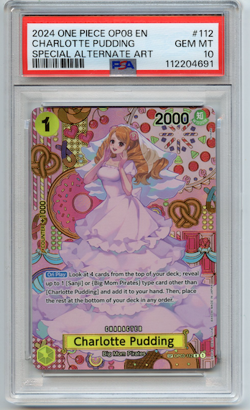 One Piece OP03-112 Two Legends - Charlotte Pudding (SP Alternate Art) PSA 10 - Image 1