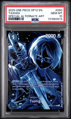 2025 ONE PIECE OP12-LEGACY OF THE MASTER SPECIAL ALTERNATE ART TASHIGI PSA 10 - Image 1
