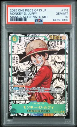 2025 ONE PIECE JPN CARRYING ON HIS WILL MANGA ALT ART MONKEY D. LUFFY PSA 10 - Image 1