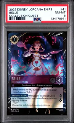 2025 DISNEY LORCANA EN P3-PROMO COLLECTION QUEST #41 BELLE PSA 8 - Image 1