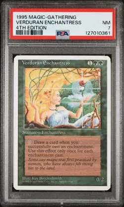 1995 MAGIC THE GATHERING 4TH EDITION VERDURAN ENCHANTRESS PSA 7 - Image 1